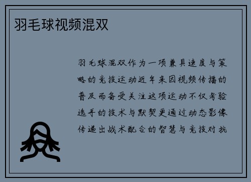 羽毛球视频混双